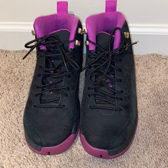 purple black jordan 12s